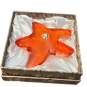 Oleg‎ Cassini CRYSTAL STARFISH Rhinestone Paperweight Peach with Box